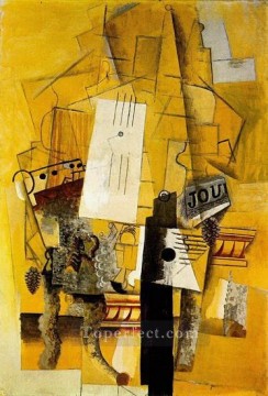The pedestal table 1920 cubism Pablo Picasso Oil Paintings